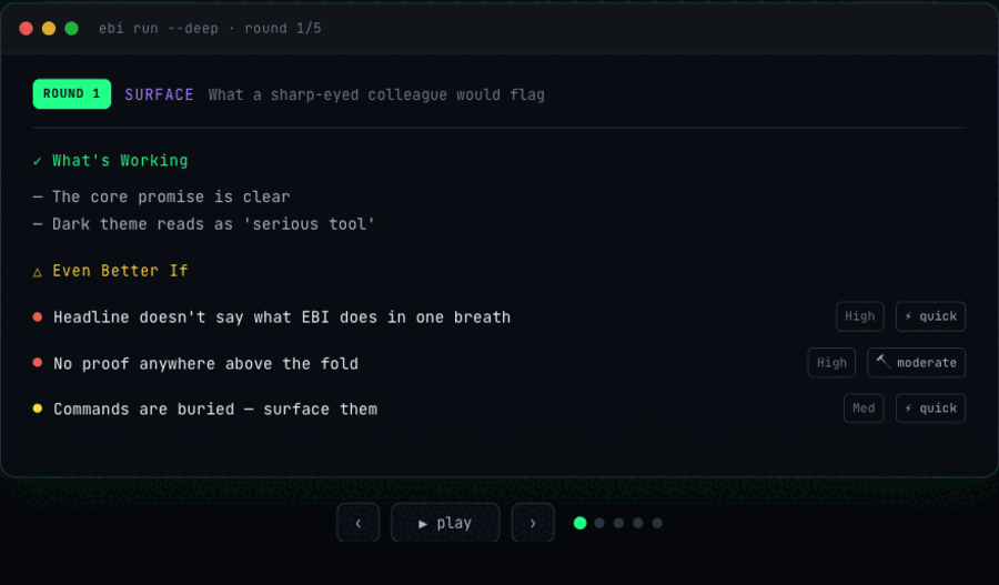 EBI improving a page round by round
